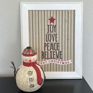 Wooden snowman and Christmas card hanger